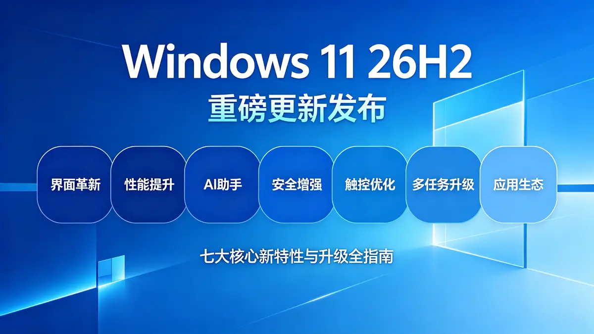 Windows 11 26H2, 任务栏自由摆放, 开始菜单自定义, Windows搜索本地化, AI集成, Copilot, 系统更新控制, eKB启用包, 运行界面升级, 超级管理员保护, 升级方法, ISO镜像 