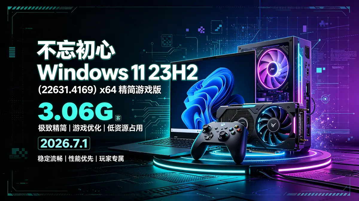 不忘初心 Windows 11 23H2,苹方字体,游戏版,23H2,Windows,游戏 (1)