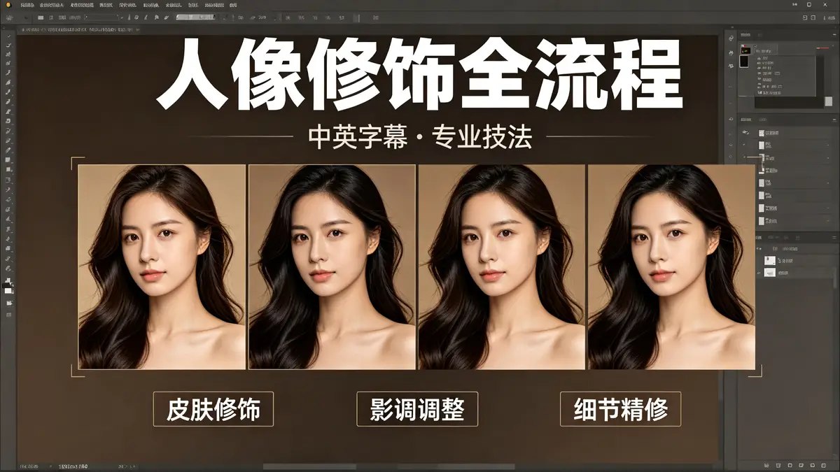 [摄影后期教程] 摄影师Peter Coulson棚拍人像模特Tahan布光及修饰教程（中英字幕）