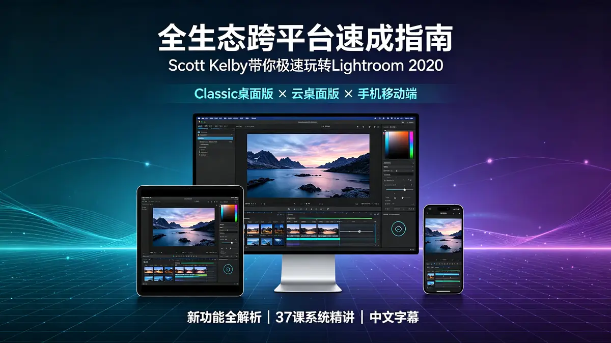 【全平台生态速成指南·中文字幕】Scott Kelby带你极速玩转Lightroom 2020：Classic桌面版×云桌面版×手机移动端新功能全解析（37课系统精讲）