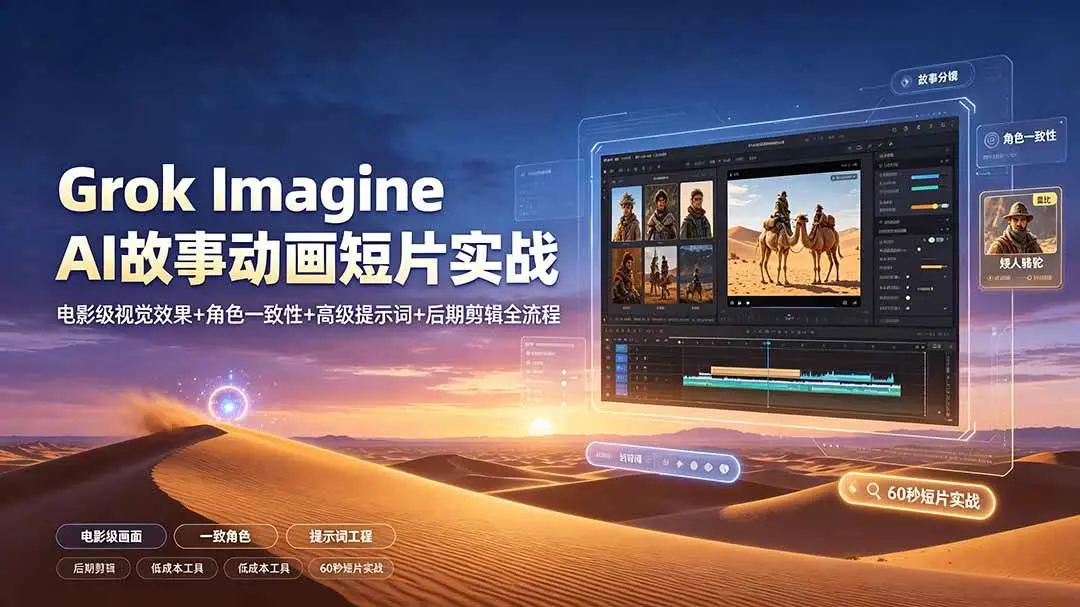 <a href='https://www.sblzyw.com/tag/ai%e5%8a%a8%e7%94%bb'>AI动画</a>, <a href='https://www.sblzyw.com/tag/%e8%a7%92%e8%89%b2%e4%b8%80%e8%87%b4%e6%80%a7'>角色一致性</a>, <a href='https://www.sblzyw.com/tag/%e7%94%b5%e5%bd%b1%e8%b4%a8%e6%84%9f'>电影质感</a>, <a href='https://www.sblzyw.com/tag/%e6%8f%90%e7%a4%ba%e8%af%8d'>提示词</a>, <a href='https://www.sblzyw.com/tag/grok-imagine'>Grok Imagine</a>, <a href='https://www.sblzyw.com/tag/%e8%a7%86%e9%a2%91%e7%94%9f%e6%88%90'>视频生成</a>, <a href='https://www.sblzyw.com/tag/%e7%9f%ad%e7%89%87%e5%88%b6%e4%bd%9c'>短片制作</a>, <a href='https://www.sblzyw.com/tag/%e4%bd%8e%e6%88%90%e6%9c%ac%e5%b7%a5%e5%85%b7'>低成本工具</a>, <a href='https://www.sblzyw.com/tag/%e8%a7%86%e8%a7%89%e8%bf%9e%e8%b4%af%e6%80%a7'>视觉连贯性</a>, <a href='https://www.sblzyw.com/tag/%e6%b2%99%e6%bc%a0'>沙漠</a>, <a href='https://www.sblzyw.com/tag/%e7%9f%ae%e4%ba%ba%e9%aa%86%e9%a9%bc'>矮人骆驼</a>, <a href='https://www.sblzyw.com/tag/%e9%a1%b9%e7%9b%ae%e9%a9%b1%e5%8a%a8'>项目驱动</a>