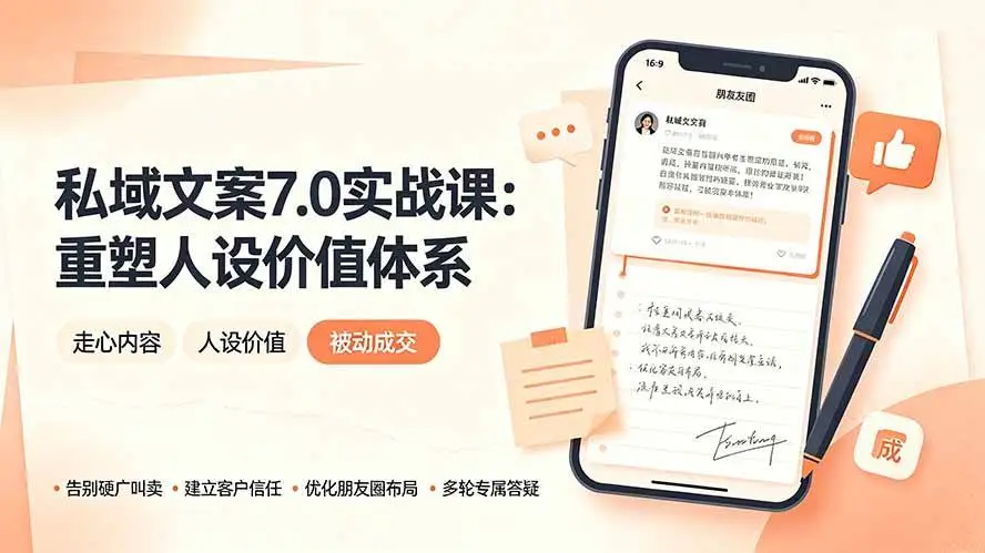 私域文案实战课7.0拆解：告别硬广，用人设价值实现被动成交